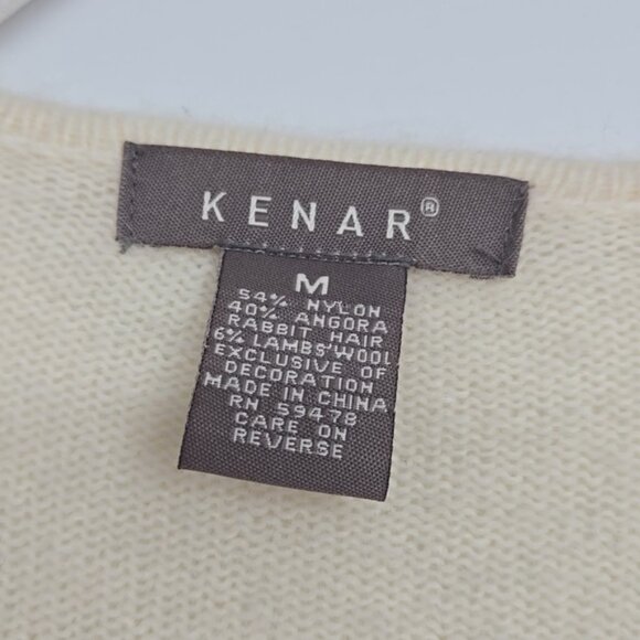 Kenar Ivory Cream Wrap Sweater with Bow Rabbit Hair Wool Blend Size Medium - Picture 4 of 8